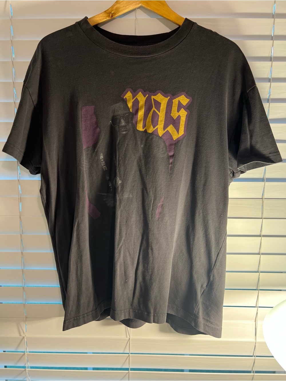 Abercrombie & Fitch Black Short-Sleeve Graphic Tee with Purple and Gold Print